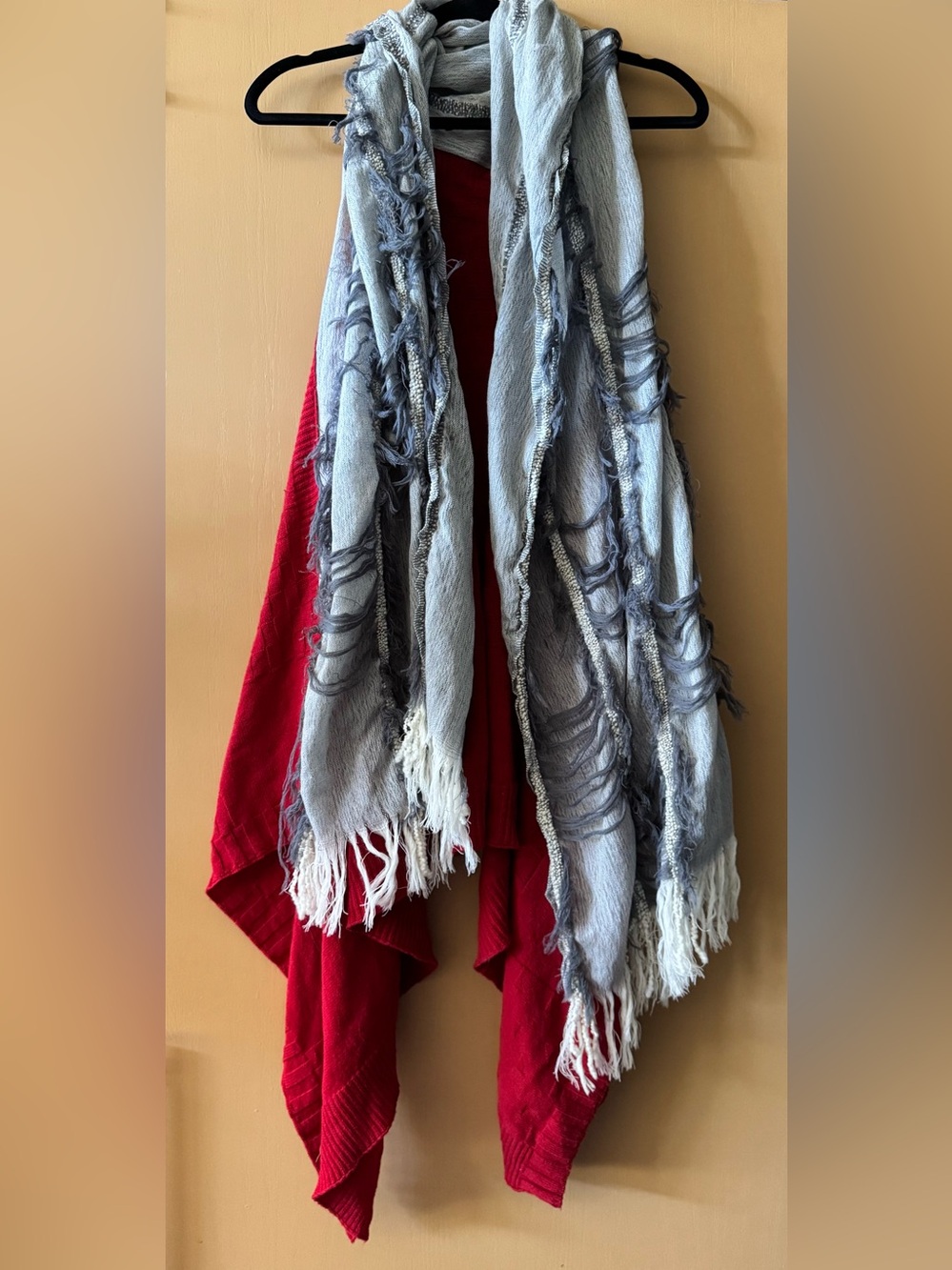 Yoshi Yoshi by PJ Japan Art you Wear Cashmere Blend Red Grey Sweater Vest OS